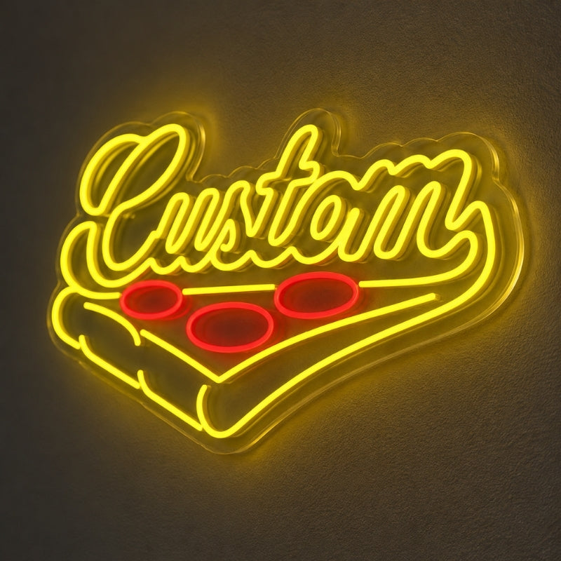 Pizza Neon Sign - Script Pizza Slice LED Wall Decor