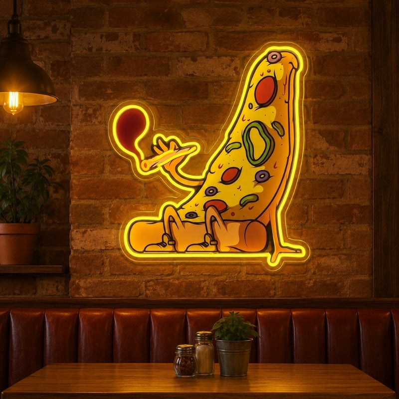 Pizza Neon Sign - Sitting Pizza Slice Balloon Decor