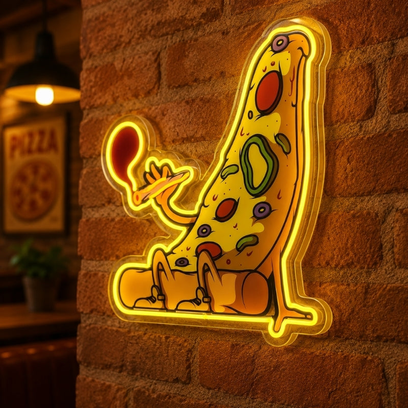 Pizza Neon Sign - Sitting Pizza Slice Balloon Decor