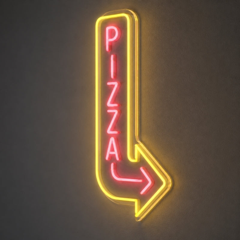 Pizza Neon Sign - Vertical Arrow Pizza Shop Wall Decor