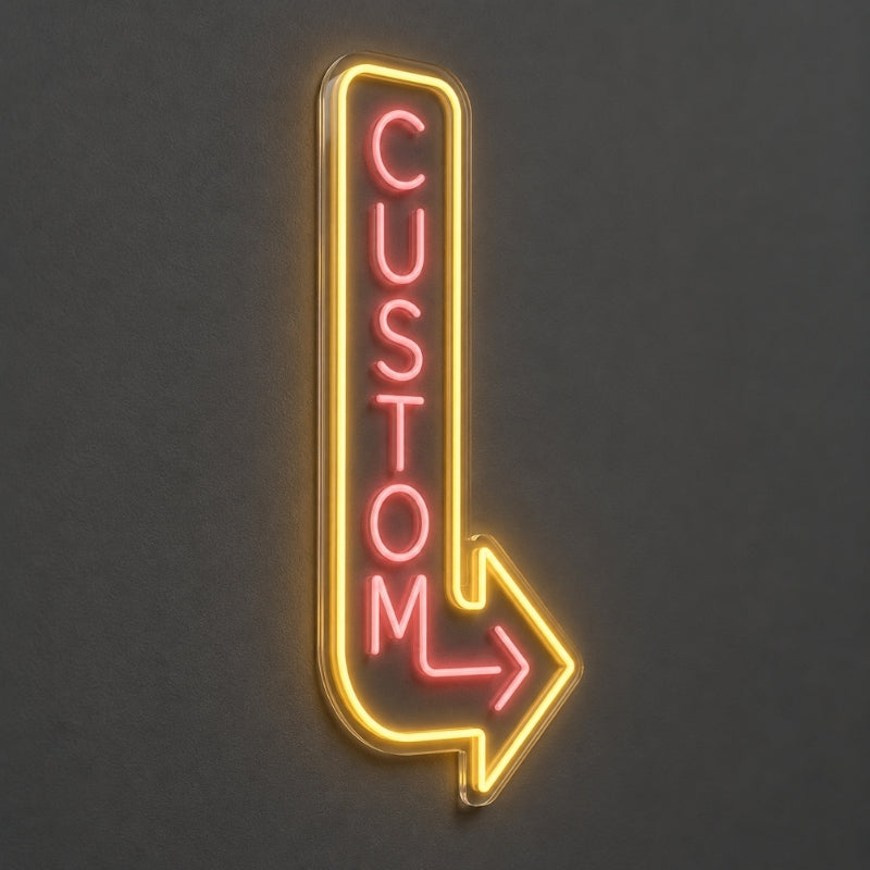 Pizza Neon Sign - Vertical Arrow Pizza Shop Wall Decor