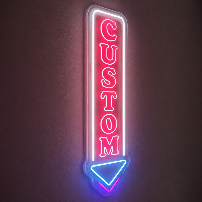 Pizza Neon Sign - Vertical Down Arrow Pizza Wall Art
