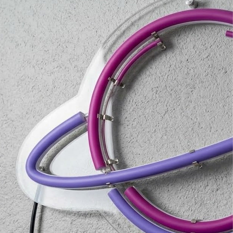 Planet Neon Sign – Pink Purple Aesthetic LED Wall Decor for Bedroom & Gaming Room