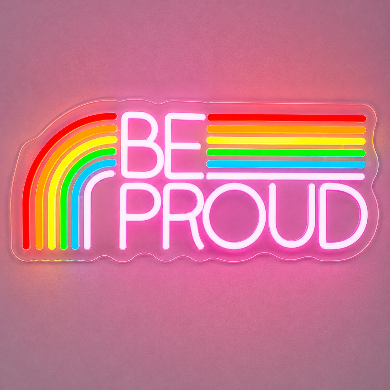 Pride & LGBT Neon Signs - Be Proud Rainbow Wall Glow
