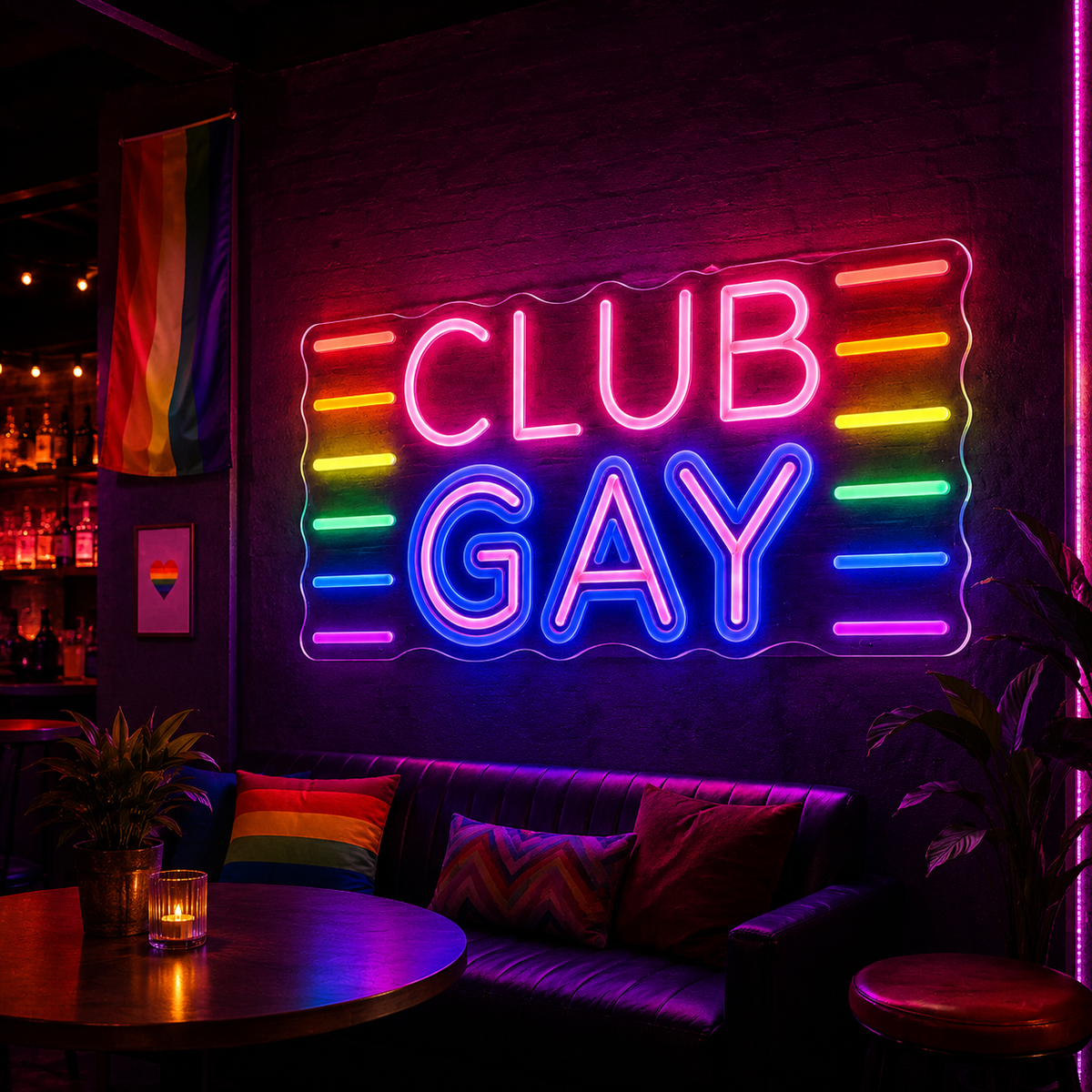 Pride & LGBT Neon Signs - Club Gay Rainbow Wall Glow
