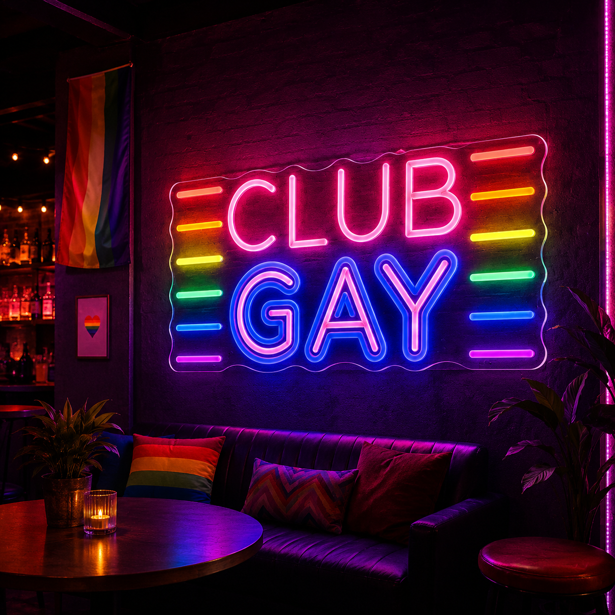 Pride & LGBT Neon Signs - Club Gay Rainbow Wall Glow
