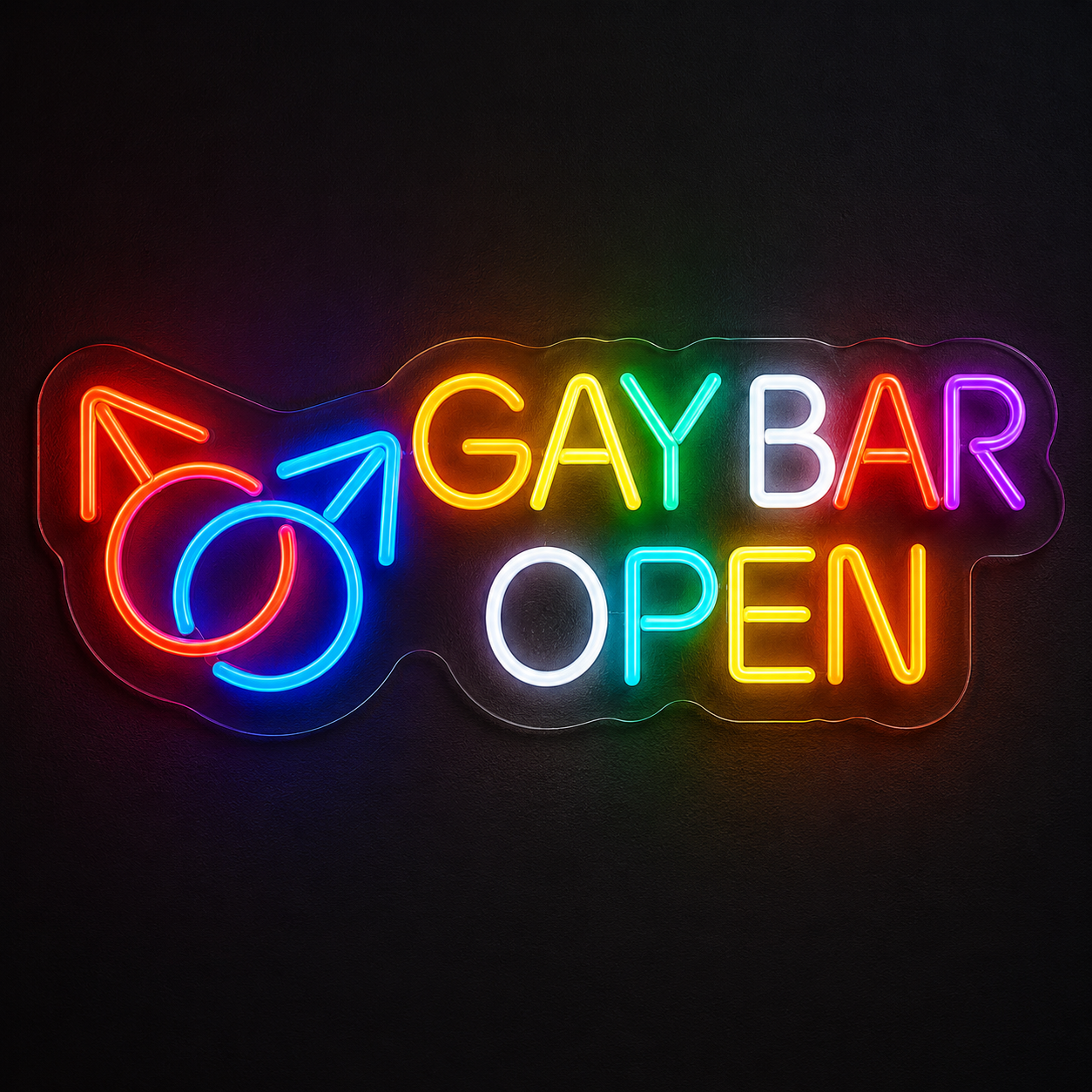 Pride & LGBT Neon Signs - Gay Bar Open Rainbow Glow

