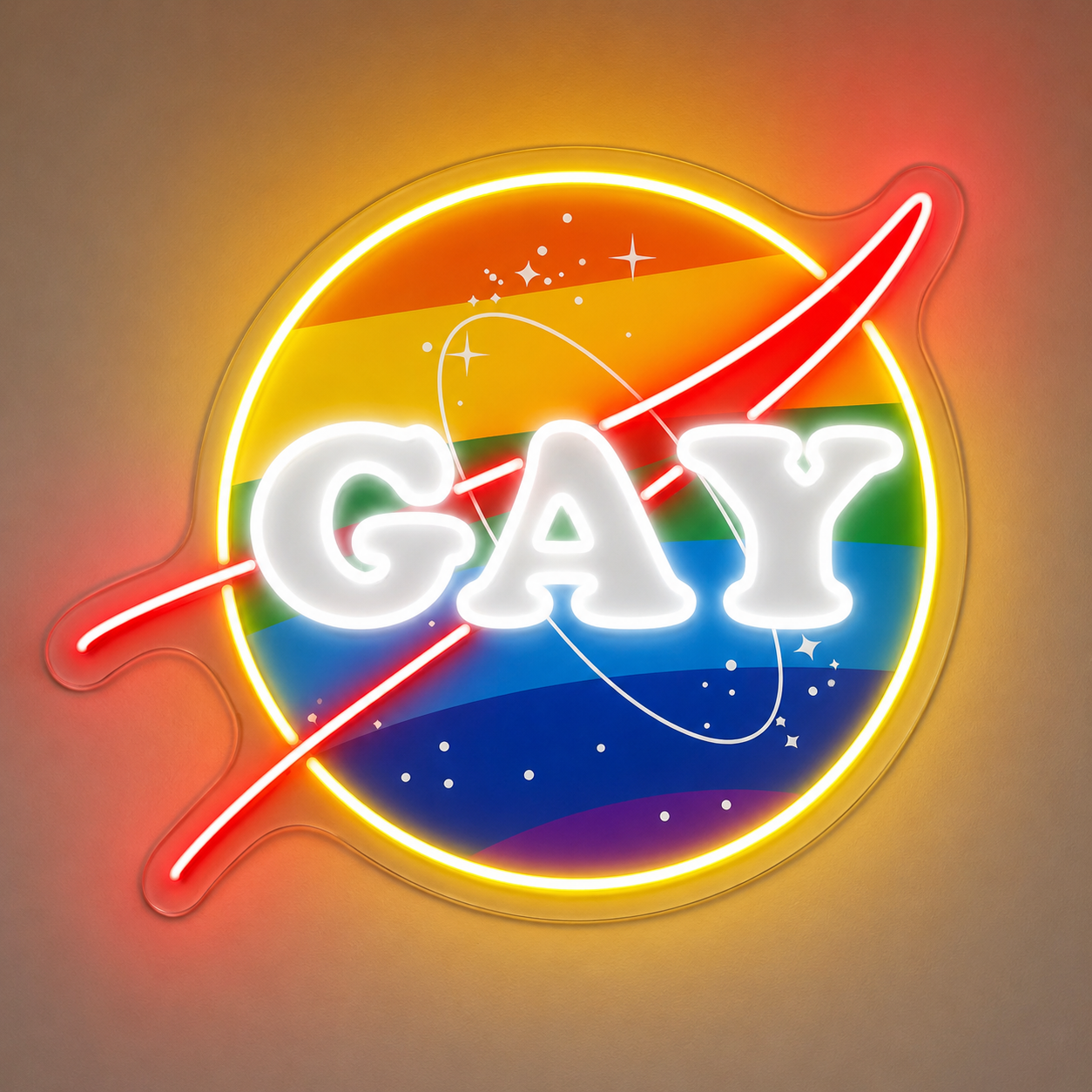 Pride & LGBT Neon Signs - Gay Planet Rainbow Glow
