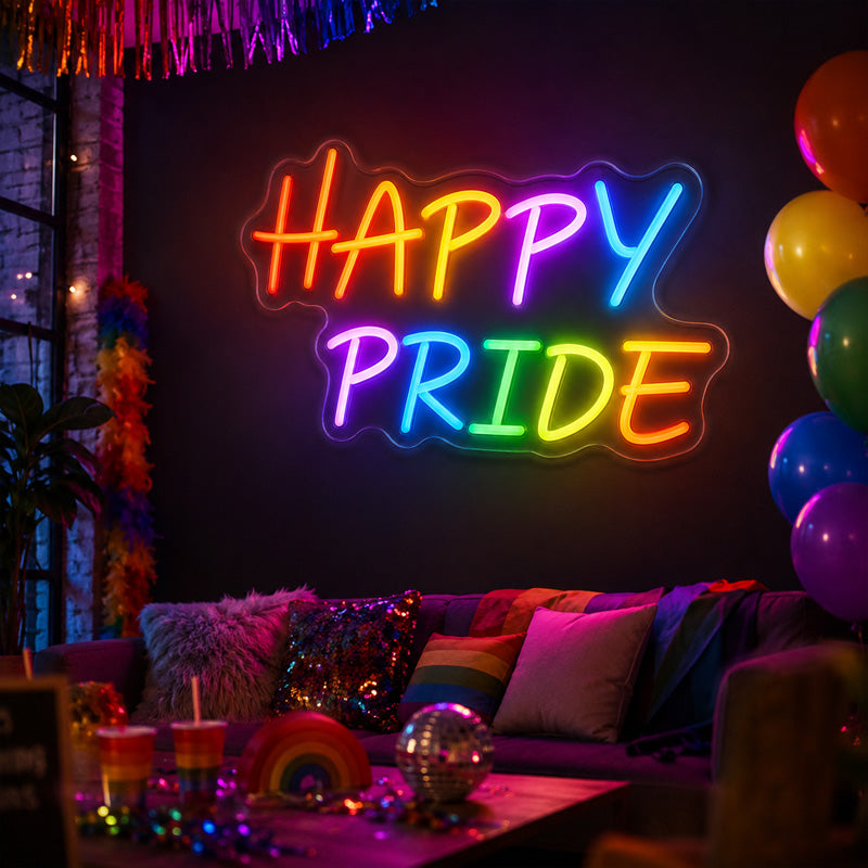 Pride & LGBT Neon Signs - Happy Pride Rainbow Glow

