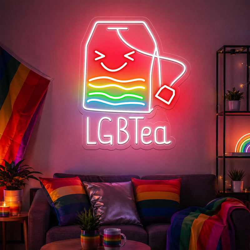 Pride & LGBT Neon Signs - LGBTea Rainbow Wall Glow
