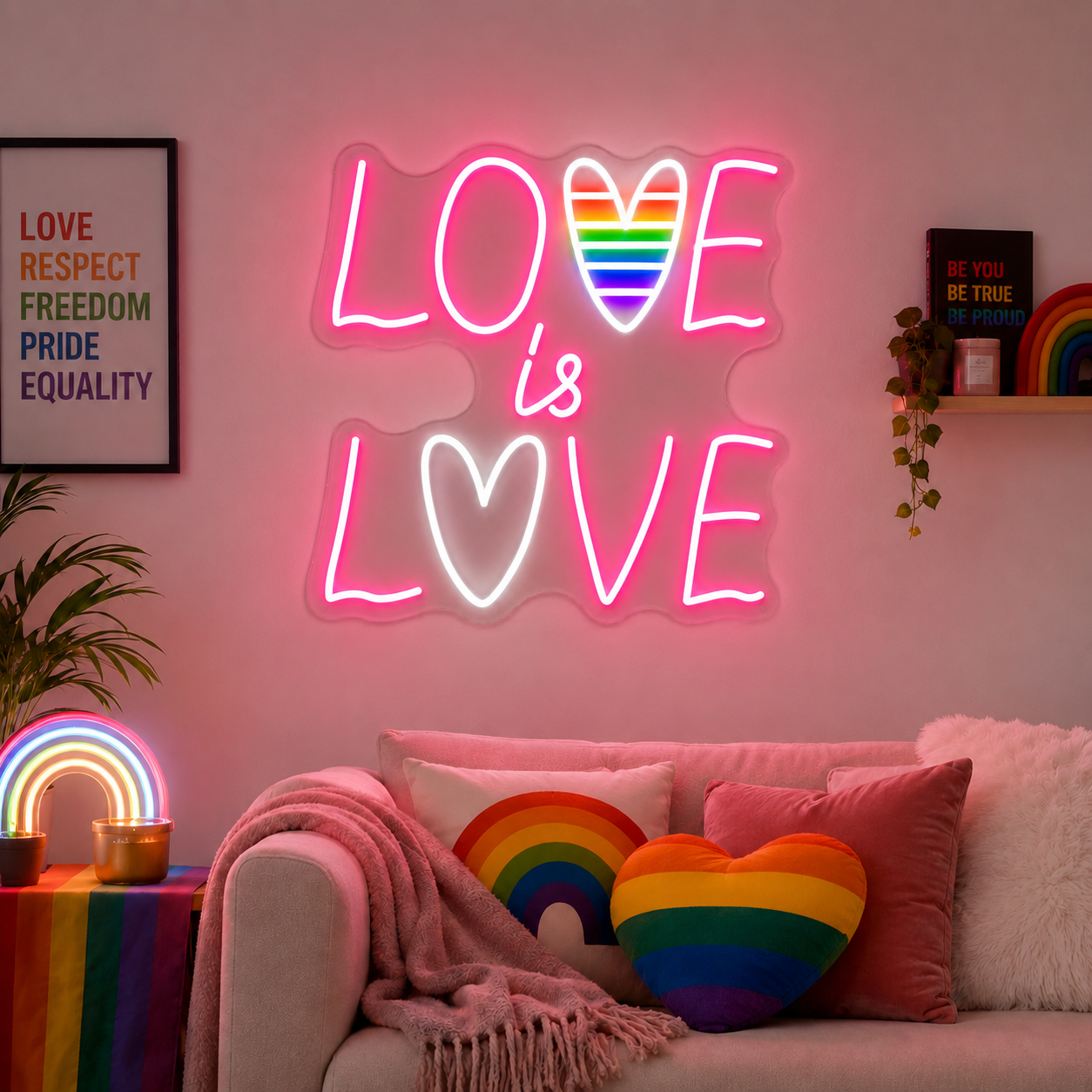 Pride & LGBT Neon Signs - Love Is Love Pink Wall Glow
