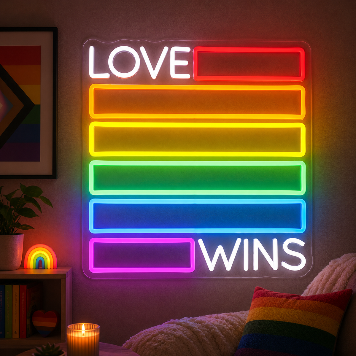 Pride & LGBT Neon Signs - Love Wins Rainbow Wall Glow
