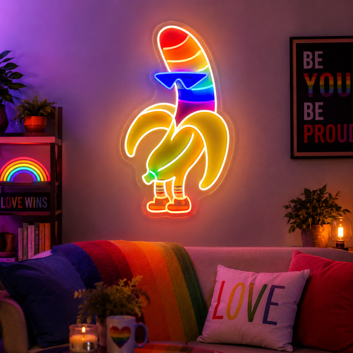 Pride & LGBT Neon Signs - Rainbow Banana Pride Glow
