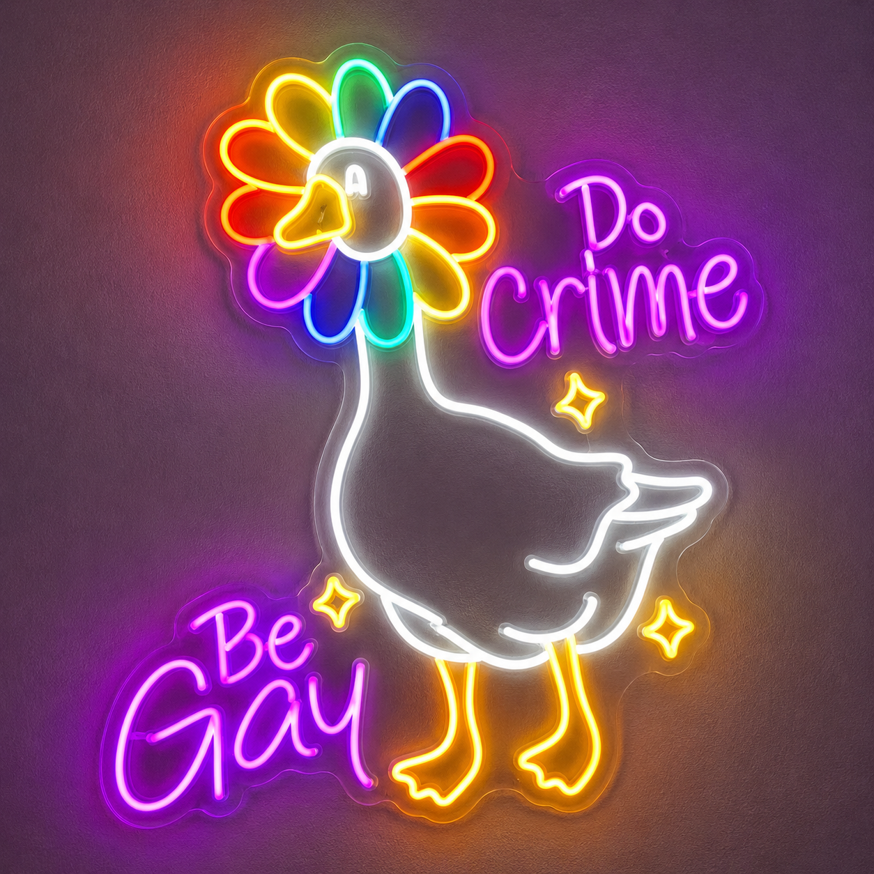 Pride & LGBT Neon Signs - Rainbow Be Gay Goose Wall Glow
