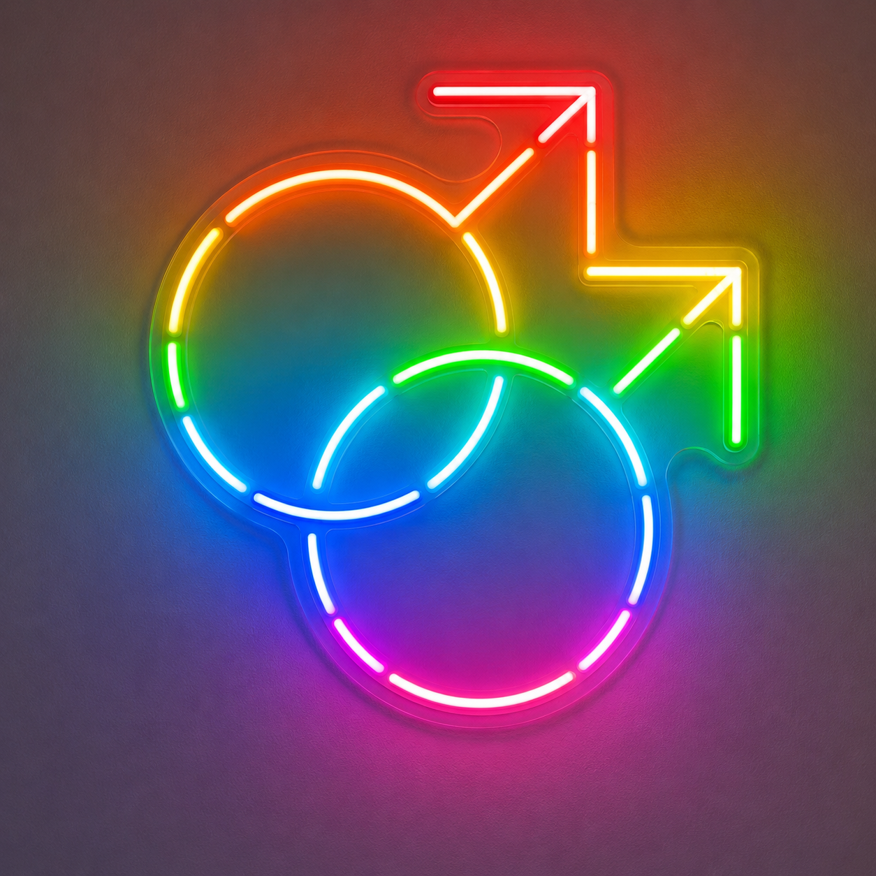 Pride & LGBT Neon Signs - Rainbow Male Symbols Glow
