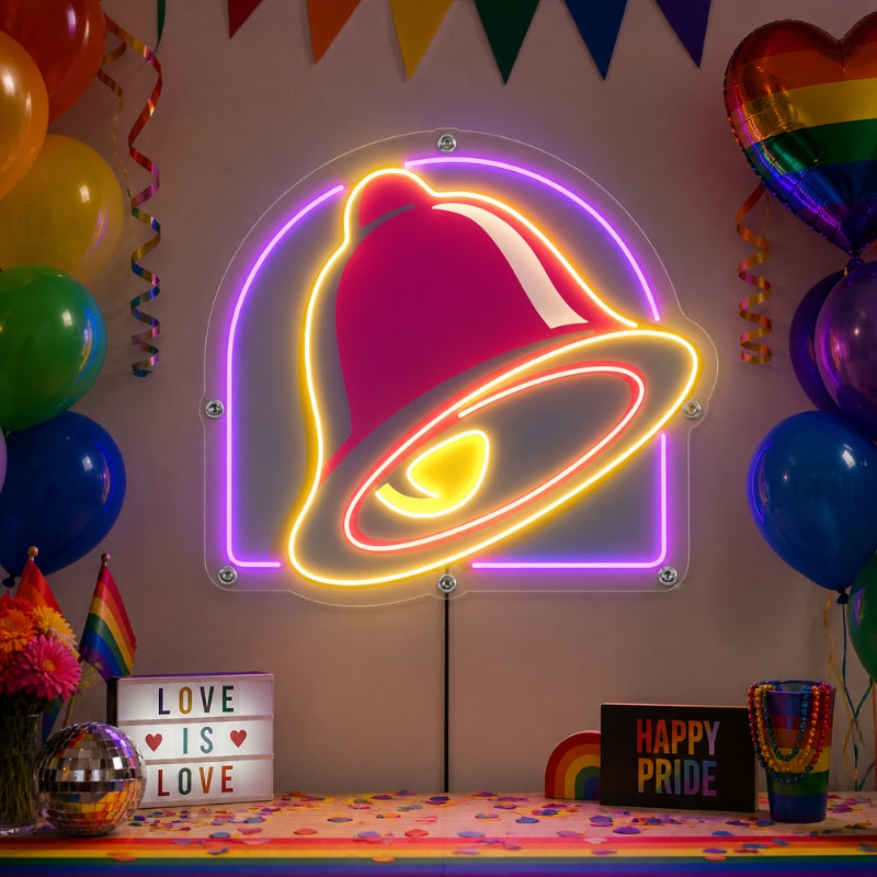 Pride Party Neon Sign - Rainbow Bell LED Wall Decor