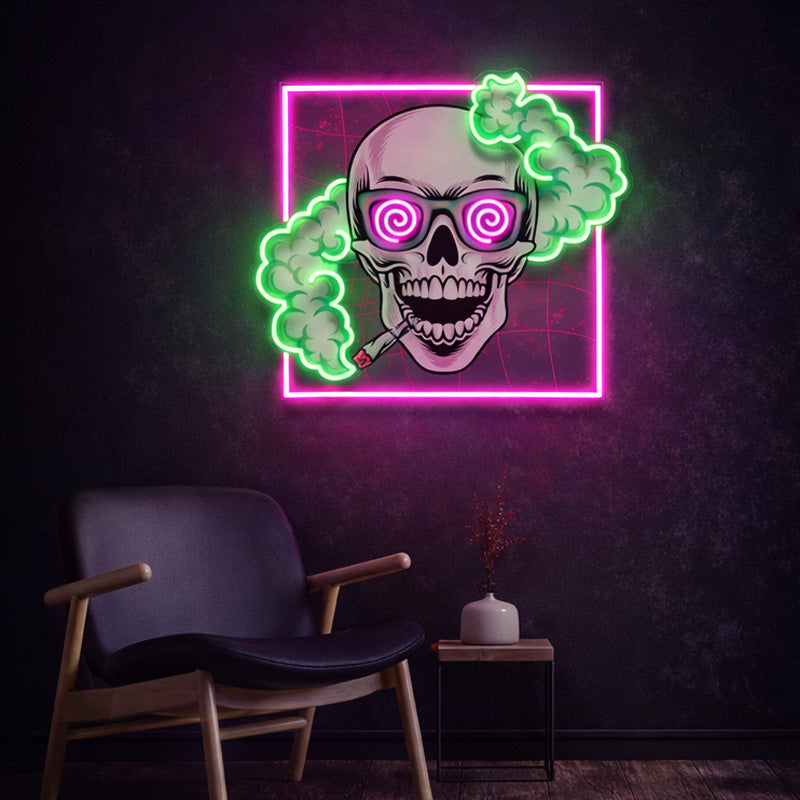 Psychedelic Skull Neon Sign – Bold LED Neon Wall Art