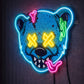 Punk Bear Neon Wall Sign – Edgy Cartoon Bear LED Art with X Eyes & Neon Drip