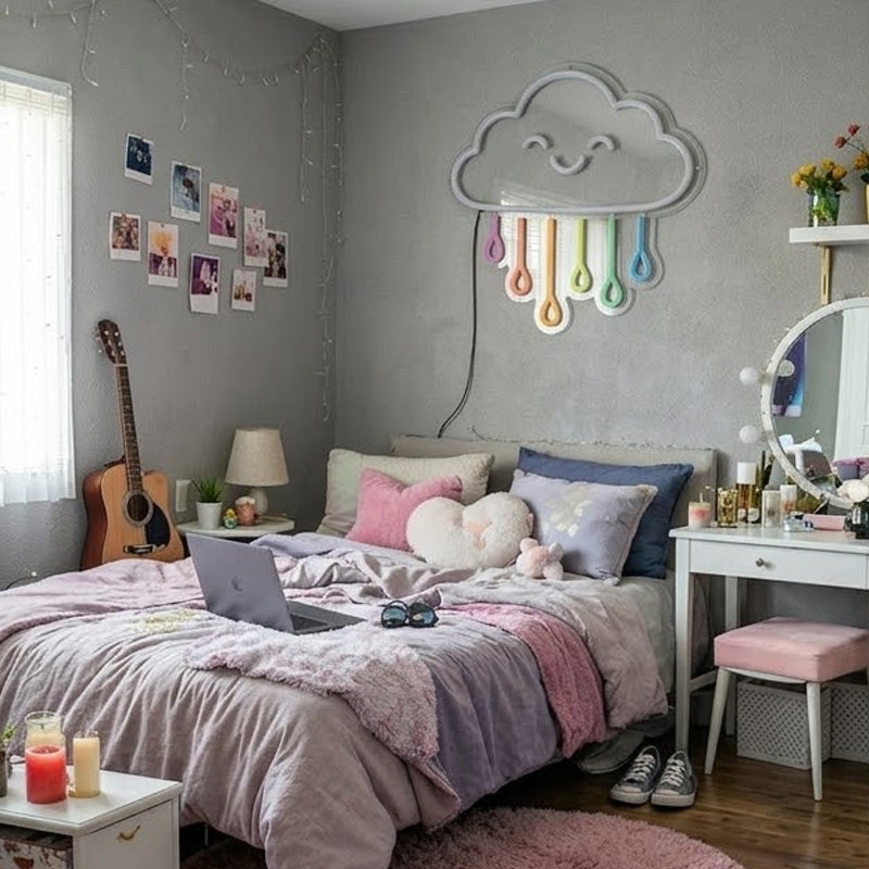 Rainbow Cloud Neon Sign – Cute Aesthetic LED Wall Decor for Bedroom & Kids Room