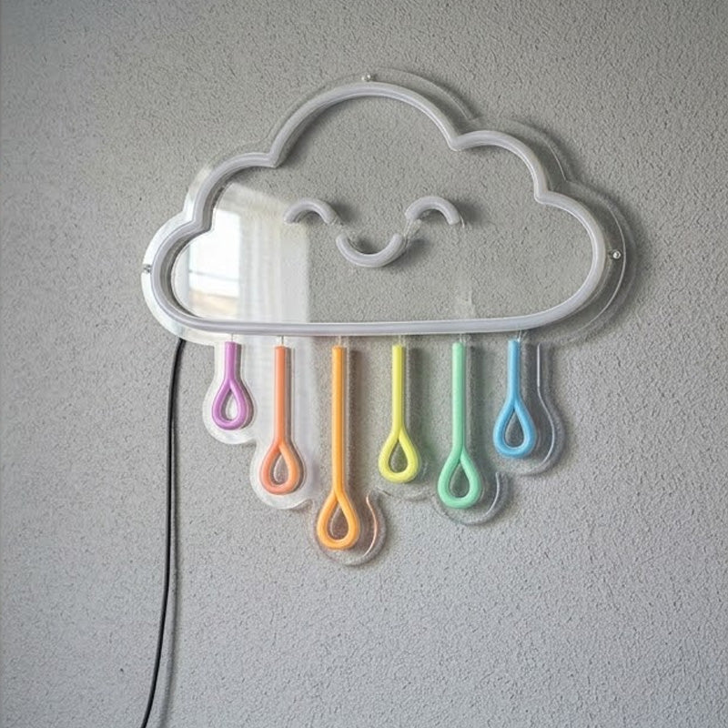 Rainbow Cloud Neon Sign – Cute Aesthetic LED Wall Decor for Bedroom & Kids Room