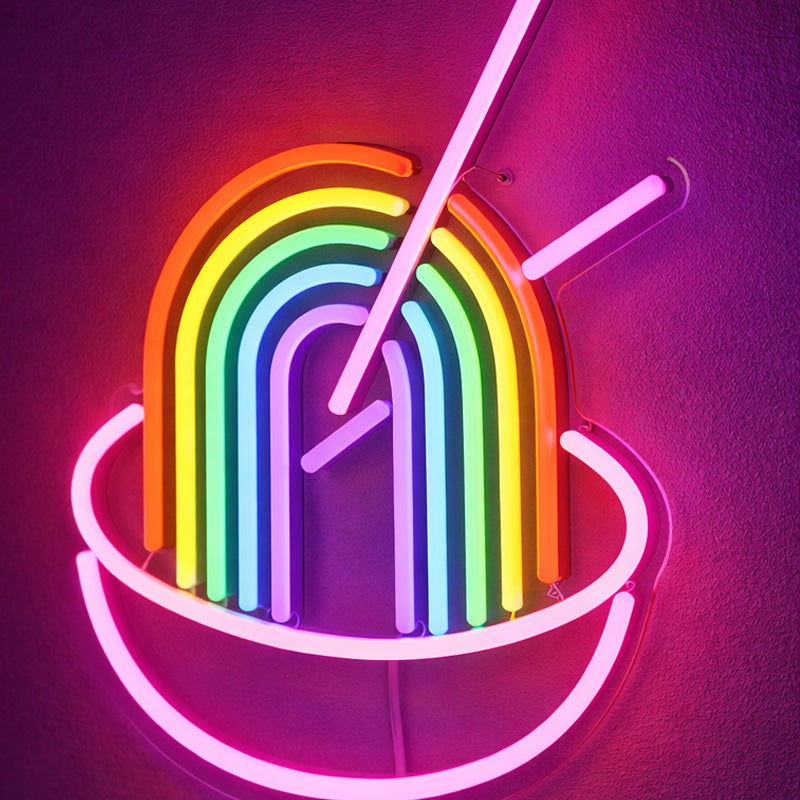 Rainbow Noodle Bowl Neon Sign – Colorful Ramen-Style LED Wall Art