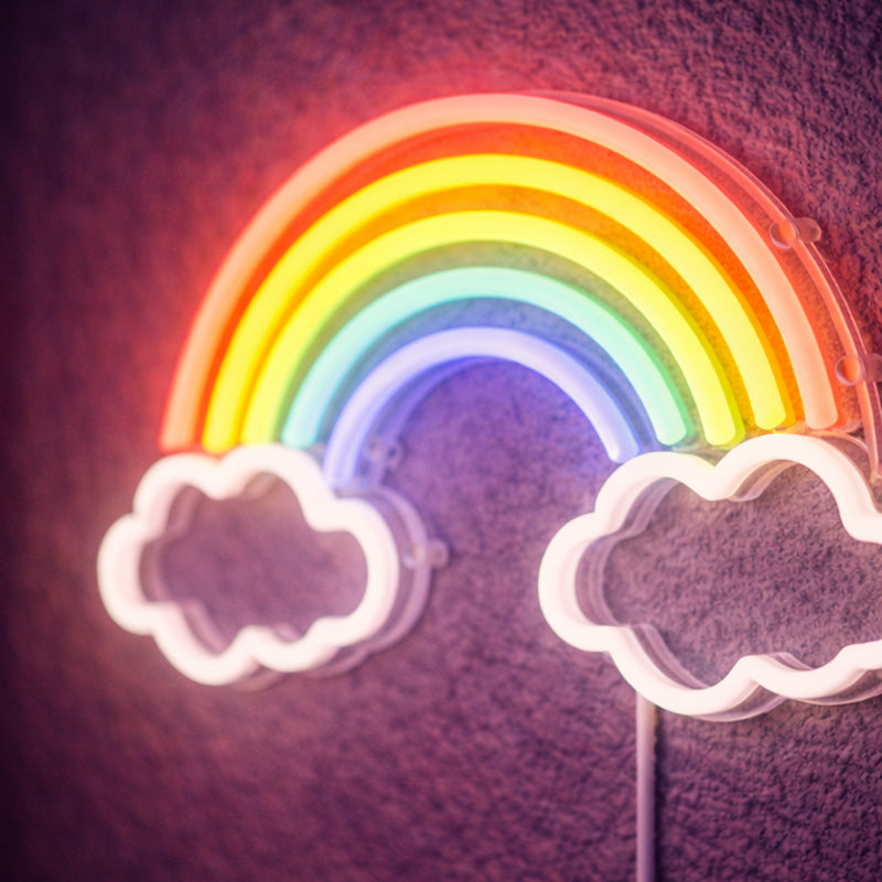 Rainbow & Clouds Neon Sign – Colorful LED Wall Light for Cozy Bedrooms and Dreamy Spaces