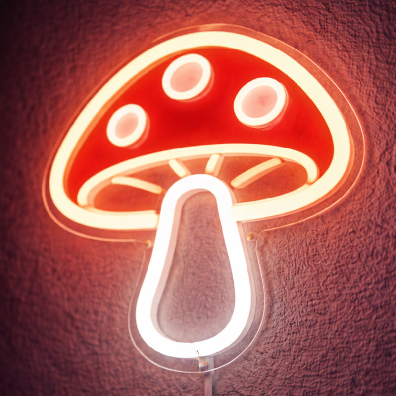 Red Mushroom Neon Sign – Cute LED Mushroom Wall Light