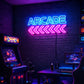 Retro Arcade Neon Sign - Arrow LED Gaming Decor