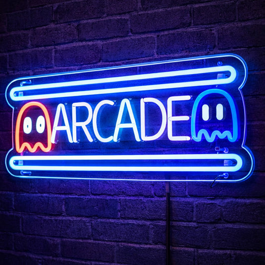 Retro Arcade Neon Sign - Classic Ghost LED Wall Decor