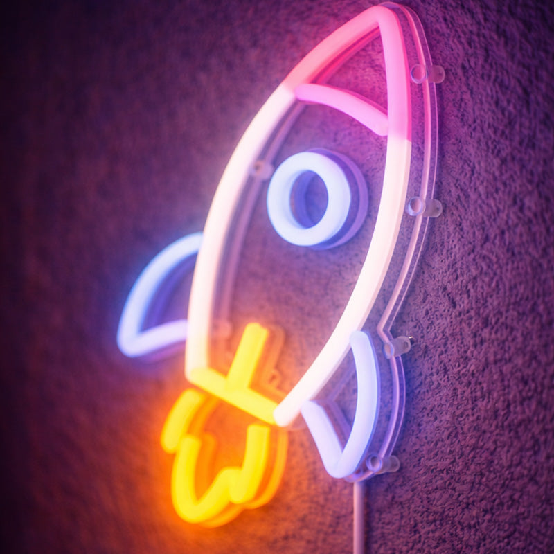 Rocket Neon Sign – Colorful Space-Themed LED Wall Light for Kids’ Rooms and Creative Spaces