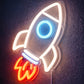 Rocket Ship Neon Sign with Flame – LED Space Wall Light for Kids Bedroom & Playroom