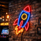 Rocket Neon Sign – Colorful LED Wall Light for Gaming Rooms, Studios & Creative Spaces
