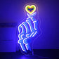 She Shed Neon Sign Decor - Skeleton Hand Heart LED Light