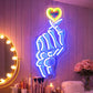 She Shed Neon Sign Decor - Skeleton Hand Heart LED Light