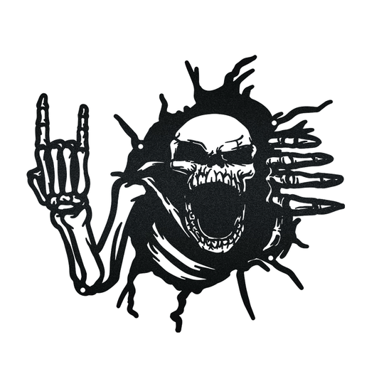 Skeleton Skull Horns Hand Gesture Halloween - Led Light Metal - Owls Matrix LTD