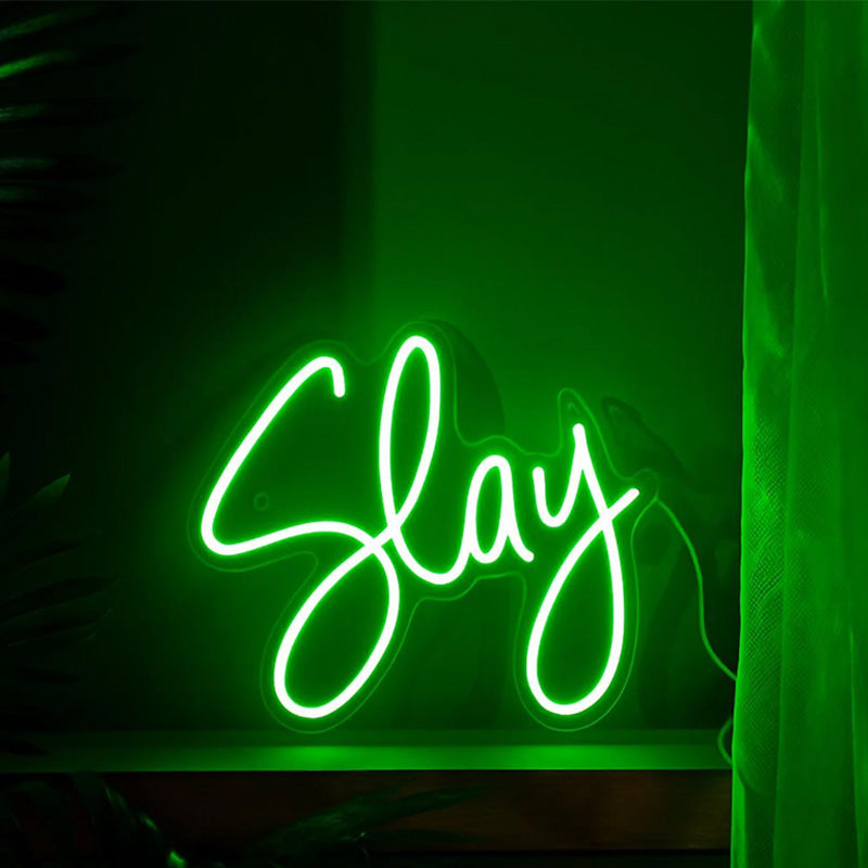Slay Neon LED Sign – Bold Green Script Light