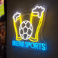 Soccer Bar Neon Sign - Beer And Sports LED Wall Art