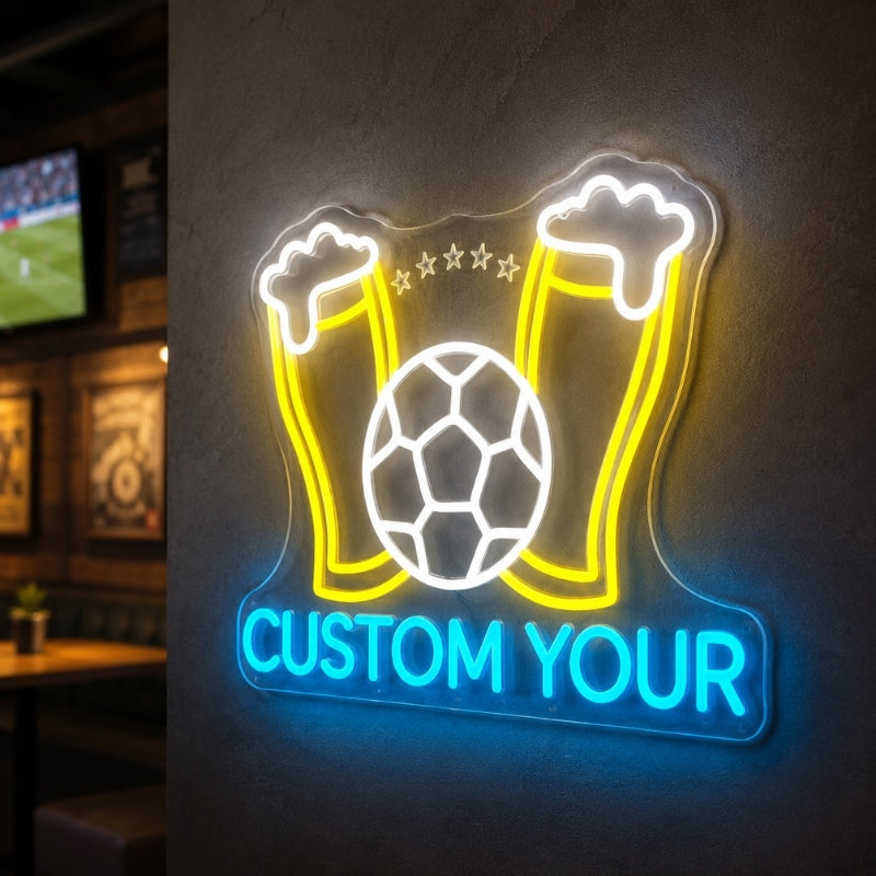 Soccer Bar Neon Sign - Beer And Sports LED Wall Art