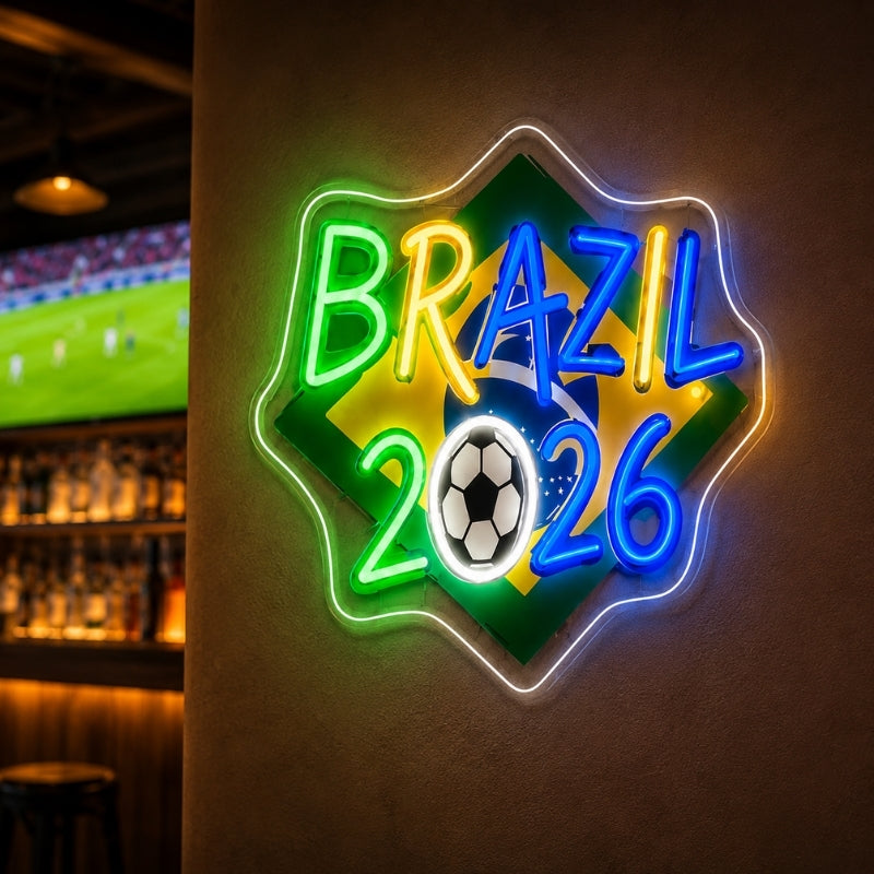 Soccer Bar Neon Sign - Brazil Football Fan Wall Decor
