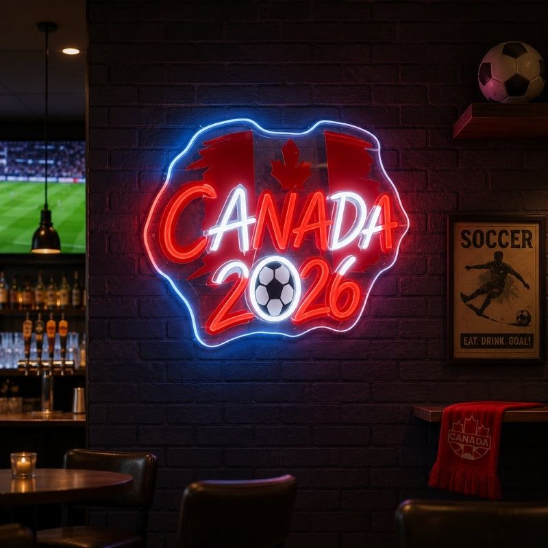 Soccer Bar Neon Sign - Canada Football Fan Wall Decor