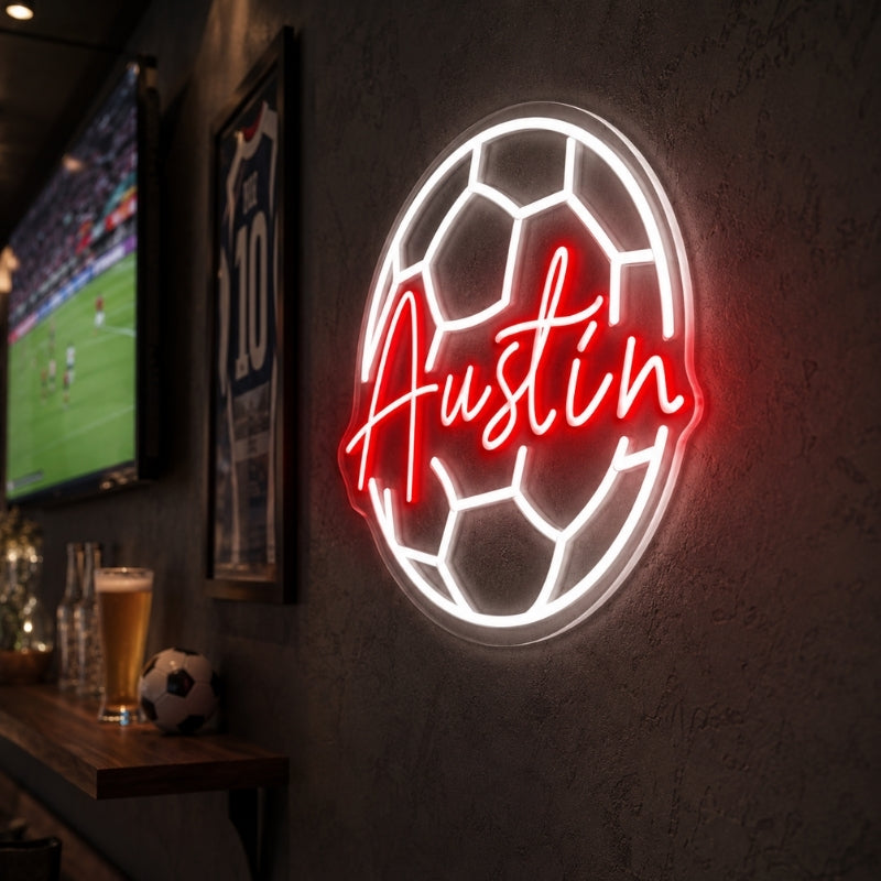 Soccer Bar Neon Sign - Custom Name Soccer Wall Art