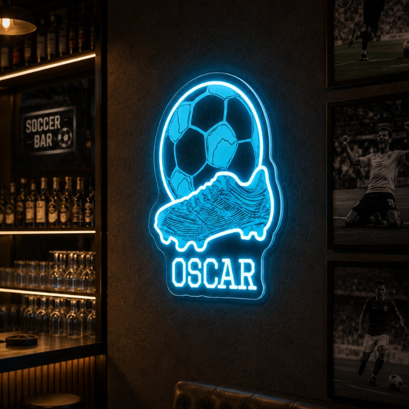 Soccer Bar Neon Sign - Custom Player LED Wall Decor