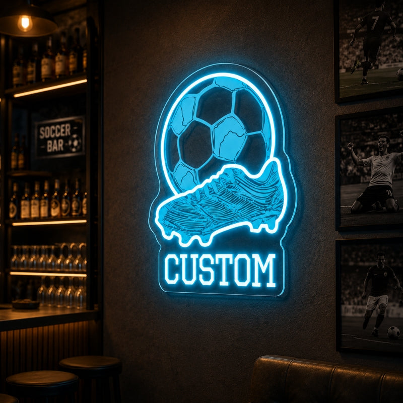Soccer Bar Neon Sign - Custom Player LED Wall Decor