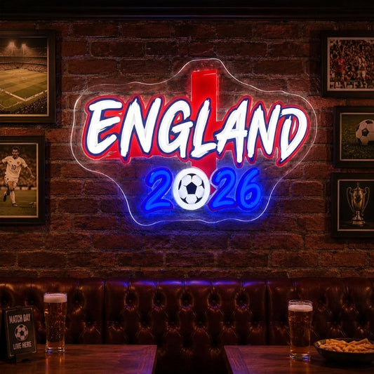 Soccer Bar Neon Sign - England Football Wall Decor