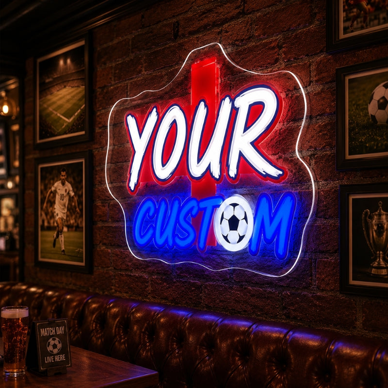 Soccer Bar Neon Sign - England Football Wall Decor