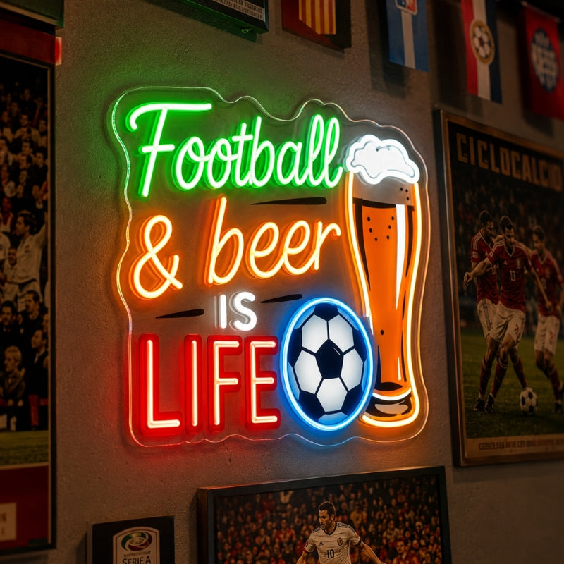 Soccer Bar Neon Sign - Football And Beer Wall Decor