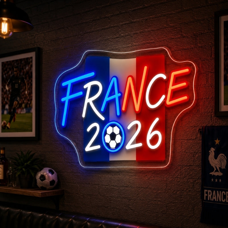 Soccer Bar Neon Sign - France Matchday LED Wall Decor
