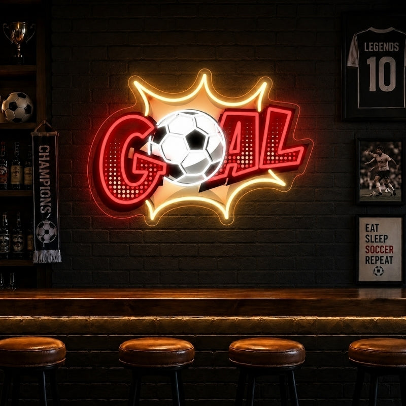 Soccer Bar Neon Sign - Goal Celebration LED Wall Art