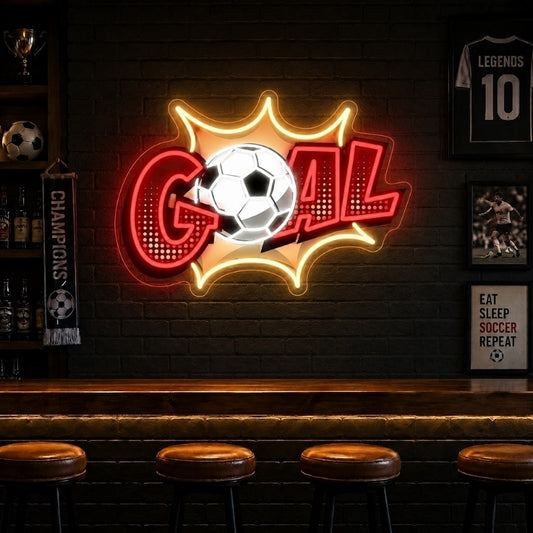 Soccer Bar Neon Sign - Goal Celebration LED Wall Art