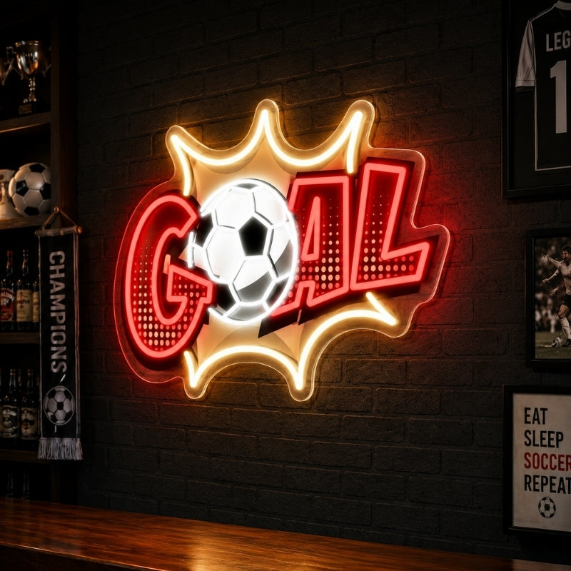 Soccer Bar Neon Sign - Goal Celebration LED Wall Art